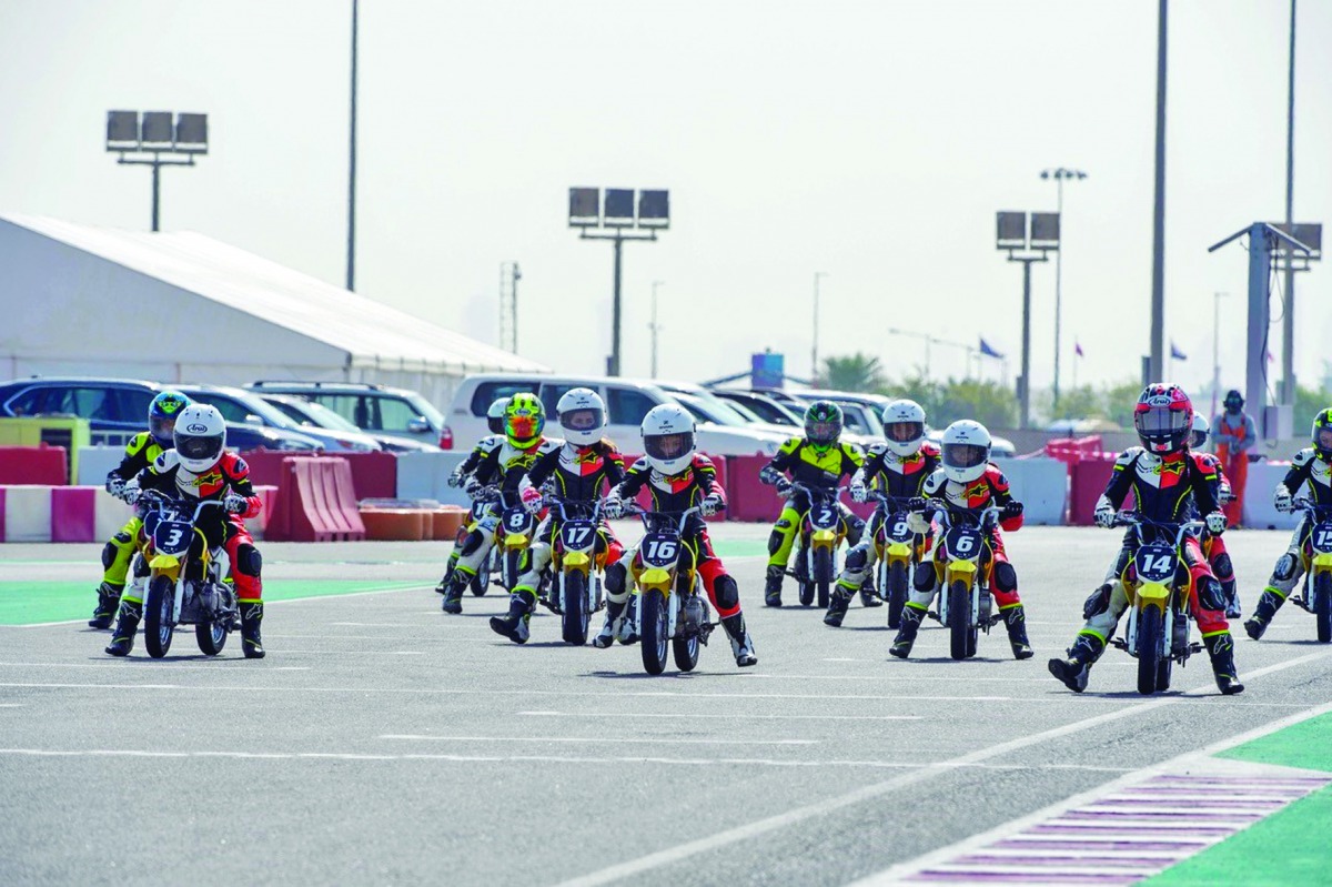 Young riders in action during the second round of Qatar Motorsports Academy Challenge at Losail Circuit Sports Club on Saturday. 