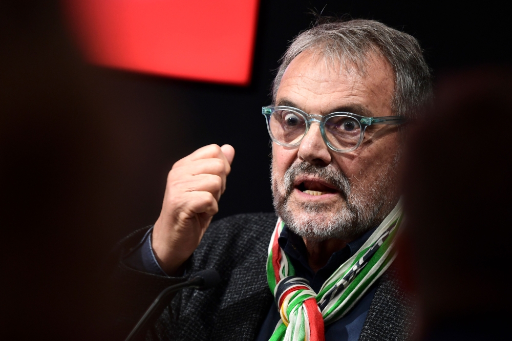 In this file photo taken on November 12, 2019 Italian creative director and photographer, Oliviero Toscani speaks the launch of 