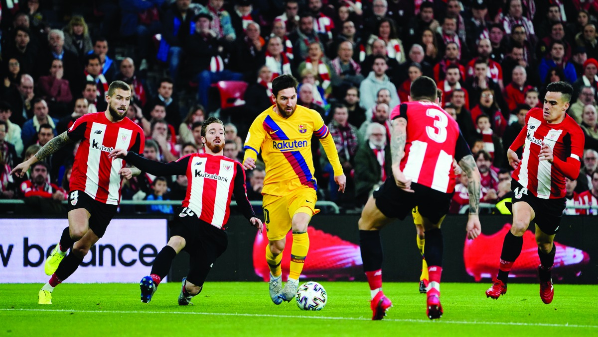 FC Barcelona's Lionel Messi in action against Athletic Bilbao team, Copa del Rey, San Mames, Bilbao, Spain, February 6, 2019. Reuters/Vincent West