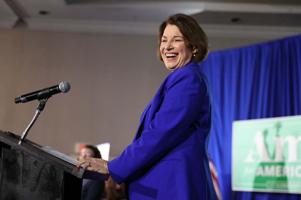 Democratic presidential candidate Sen. Amy Klobuchar (D-MN) speaks on stage during a primary night event at the Grappone Conference Center on February 11, 2020 in Concord, New Hampshire.  Scott Eisen/Getty Images/AFP