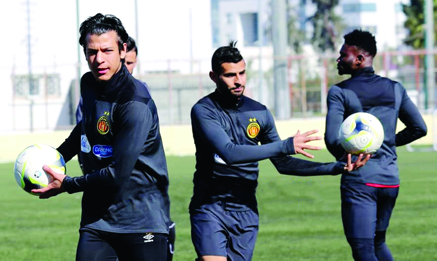 Tunisia's Espérance Sportive de Tunis players in action during a training session.