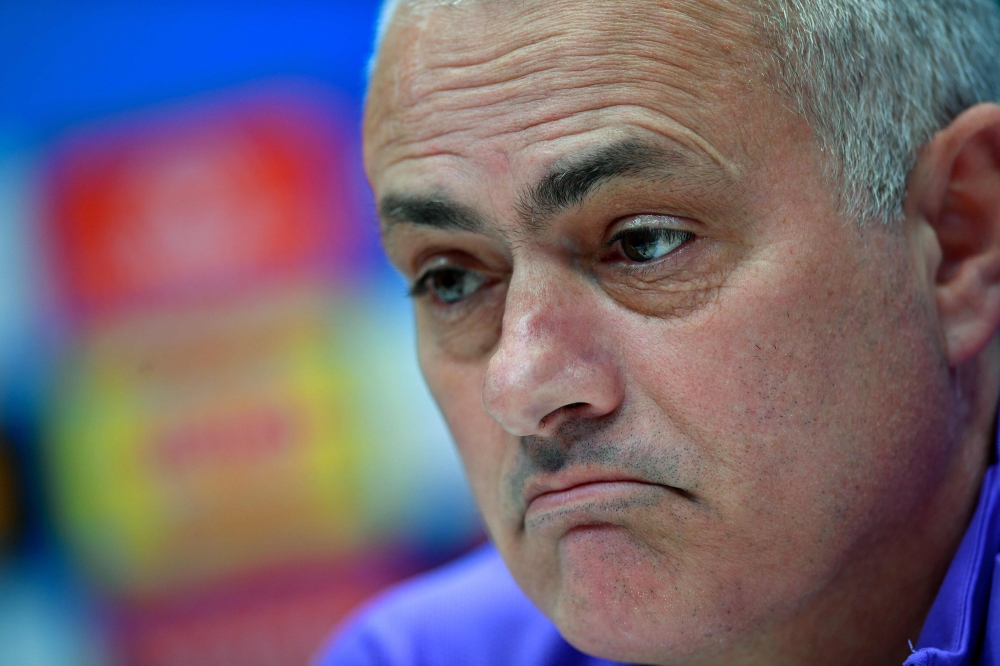 Tottenham Hotspur's Portuguese head coach Jose Mourinho attends a press conference at Tottenham Hotspur's Enfield Training Centre, in north London on February 18, 2020, ahead of their UEFA Champions League Last 16 First Leg football match against RB Leipz