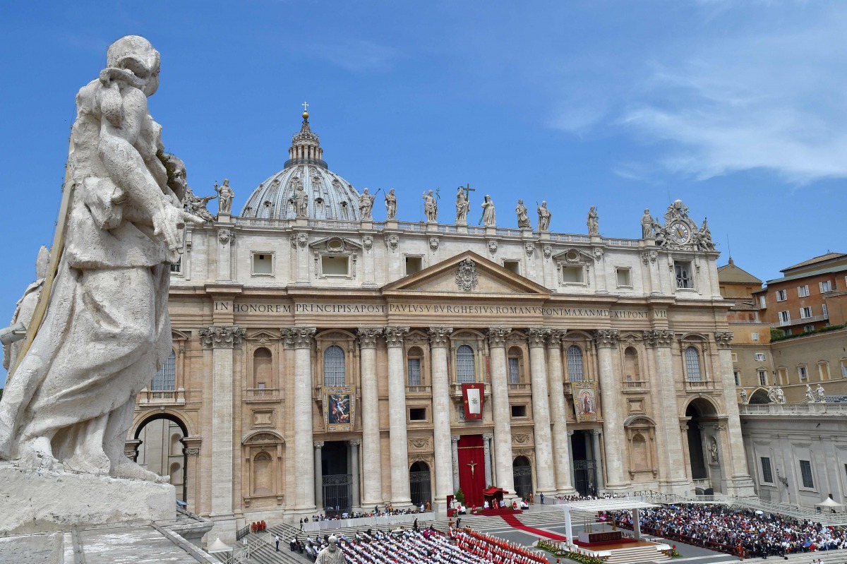 This file photo taken on June 04 2017 in Vatican shows St Peters’ basilica during a mass led by Pope Francis. AFP / Andreas Solaro