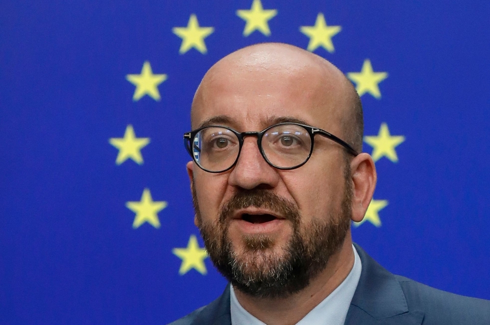 Charles Michel speaks during a press conference during the third day of a EU summit in Brussels on July 2, 2019. AFP / Belga Thierry Roge