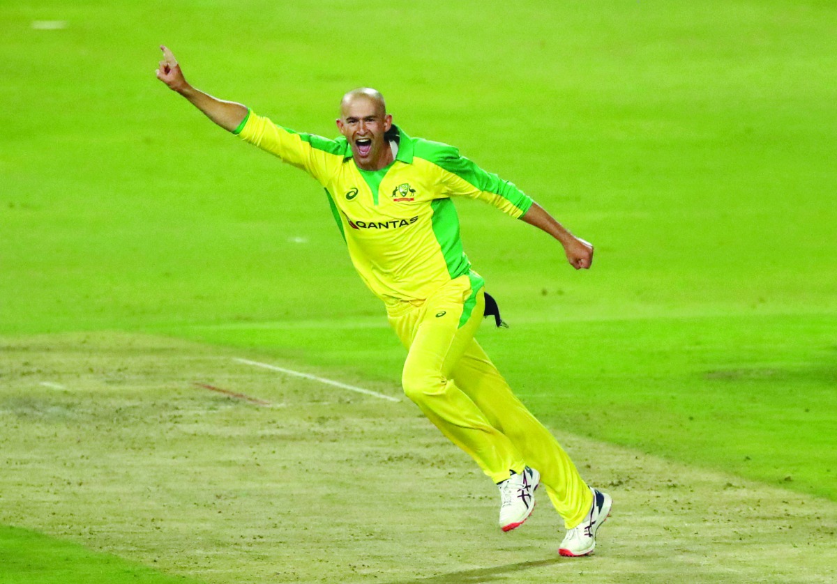 Australia's Ashton Agar celebrates taking the wicket of South Africa's Dale Steyn. Action Images via Reuters/Mike Hutchings