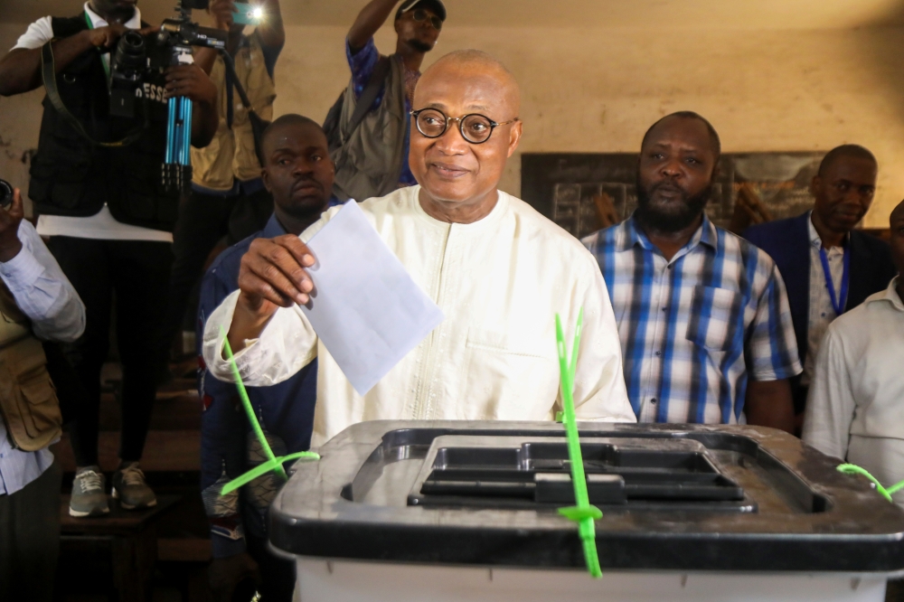Opposition leader and presidential candidate of ANC (National Alliance for Change) Jean-Pierre Fabre casts his ballot during presidential election, in Lome, Togo February 22, 2020. REUTERS/Luc Gnago
