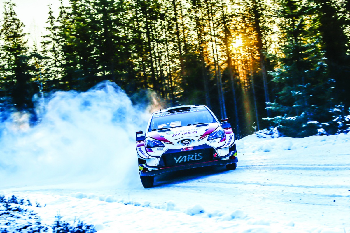 One of GAZOO Racing World Rally Team's drivers in action during the Rally Sweden.