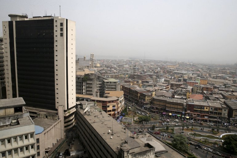 A view of the central business district is seen from a rooftop in Lagos, Nigeria, February 10, 2016. Reuters/Akintunde Akinleye