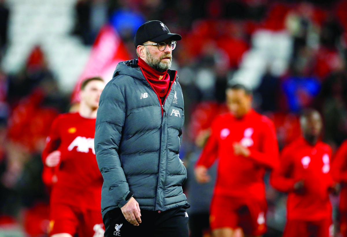 Liverpool manager Juergen Klopp during a warm up. Action Images via Reuters/Jason Cairnduff