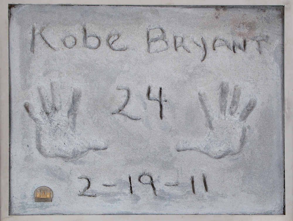 Test prints of Kobe Bryant's hands, made in 2011 when the late basketball player became the first athlete to leave his prints in cement outside Grauman's Chinese Theatre in Hollywood, are pictured in an undated photo before going up for auction Beverly Hi