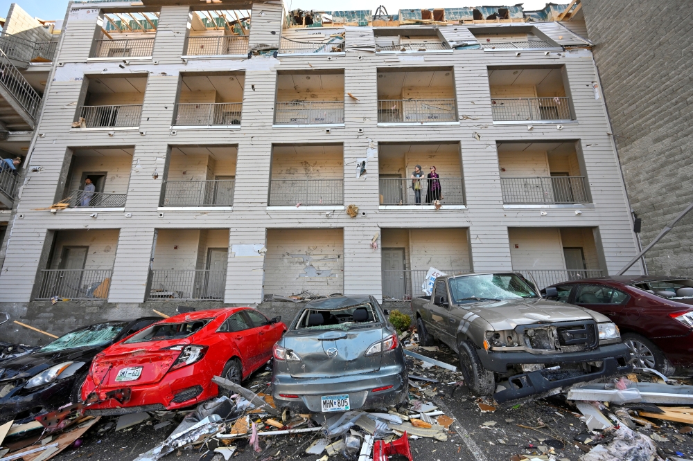 Damage to Amplify Apartments building is seen after a tornado hit eastern Nashville, Tennessee, US, March 3, 2020. Reuters/Harrison McClary