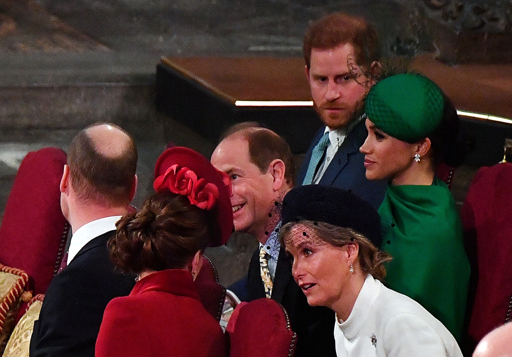 Prince Harry and Meghan, Duchess of Sussex, and Prince William and Catherine, Duchess of Cambridge attend the annual Commonwealth Service at Westminster Abbey in London, Britain, March 9, 2020. Phil Harris /Pool via Reuters