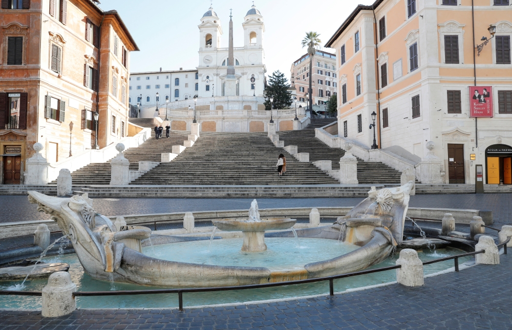 General view of the Rome's Spanish Steps, virtually deserted after a decree orders for the whole of Italy to be on lockdown in an unprecedented clampdown aimed at beating the coronavirus, in Rome, Italy, March 10, 2020. REUTERS/Remo Casilli