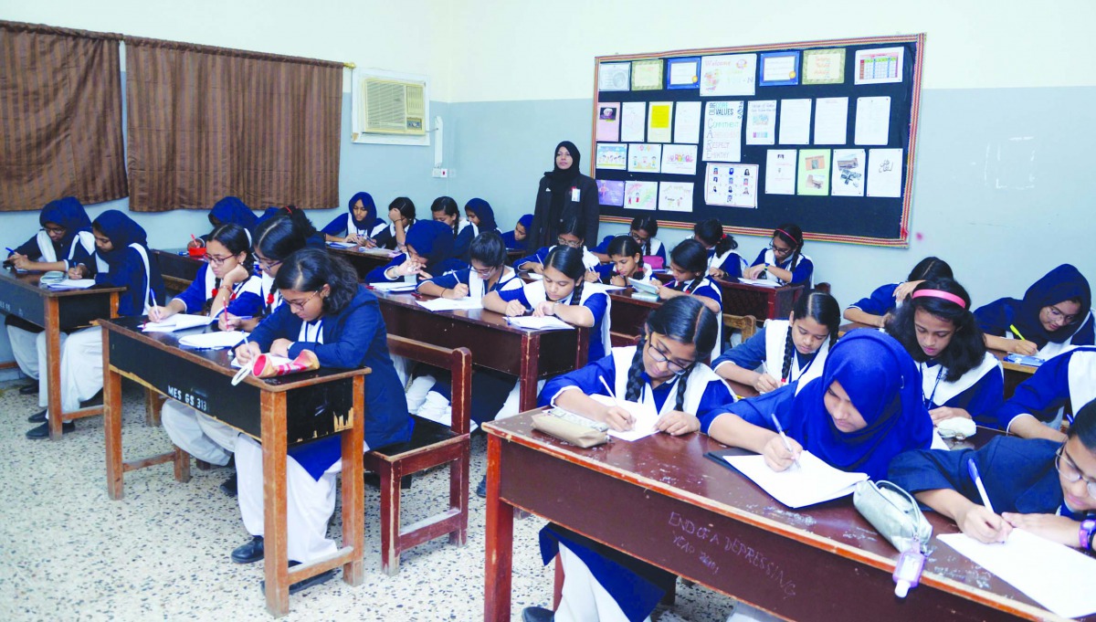 MES Indian School students during Aryabhata Ganit Challenge 2019 test.