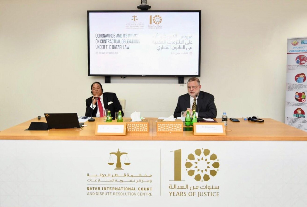 Counsellor William Cattan (right) and Counsellor Abdelraouf Elbekei during the seminar.