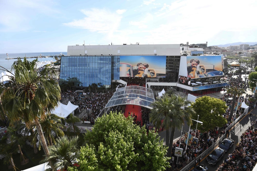 (FILES) In this file photo taken on May 08, 2018 A general view taken on May 8, 2018 shows the Festival Palace ahead the opening ceremony of the 71st edition of the cannes Film Festival in cannes, southern France. / AFP / Anne-Christine POUJOULAT