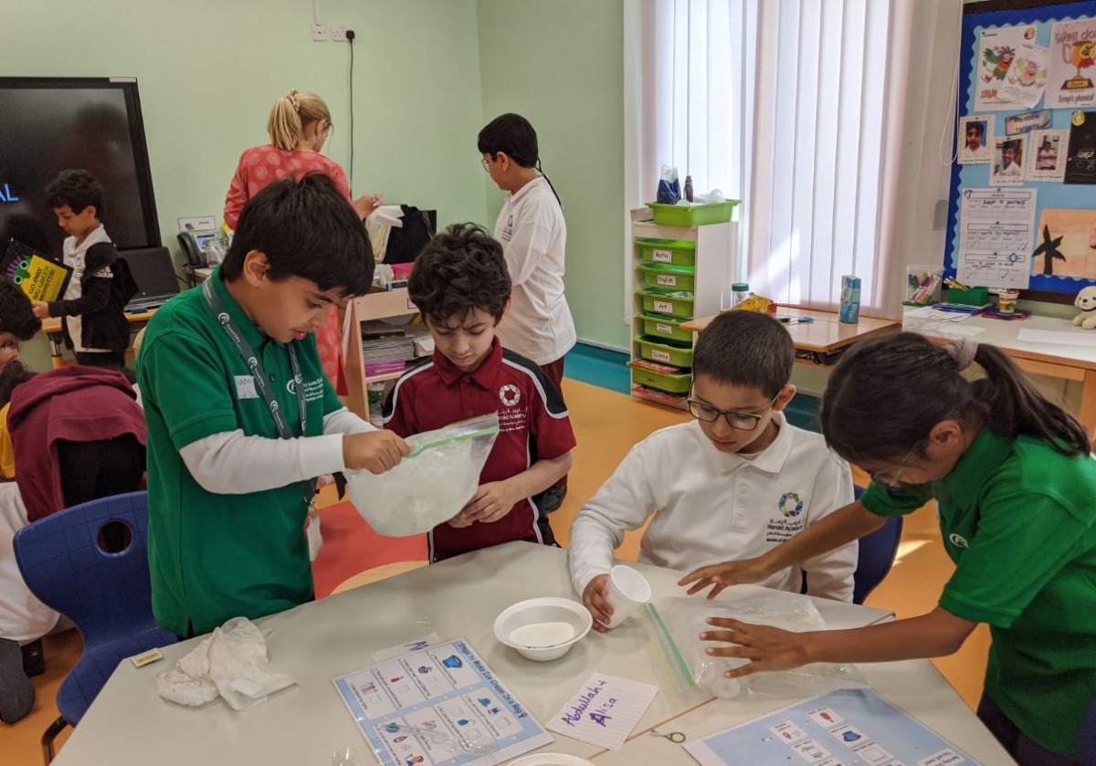 The students of Renad Academy and Qatar Academy Sidra seen involved in various activities at the friendship club. 