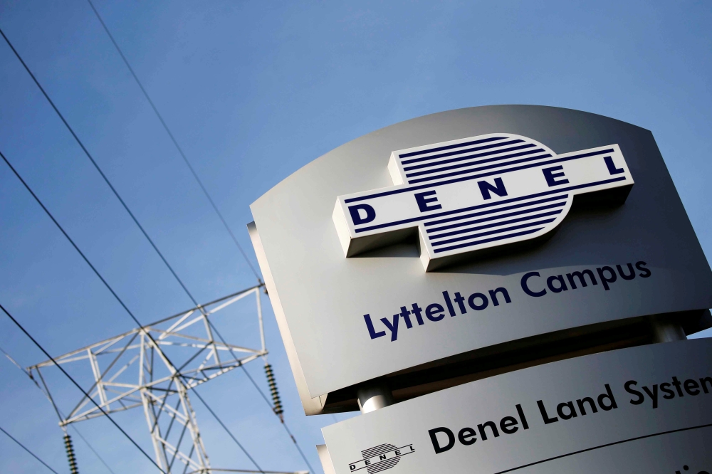 FILE PHOTO: Denel company logo is seen at the entrance of their business divisions in Pretoria, South Africa, December 4, 2018 Picture taken December 4, 2018. REUTERS/Siphiwe Sibeko/File Photo