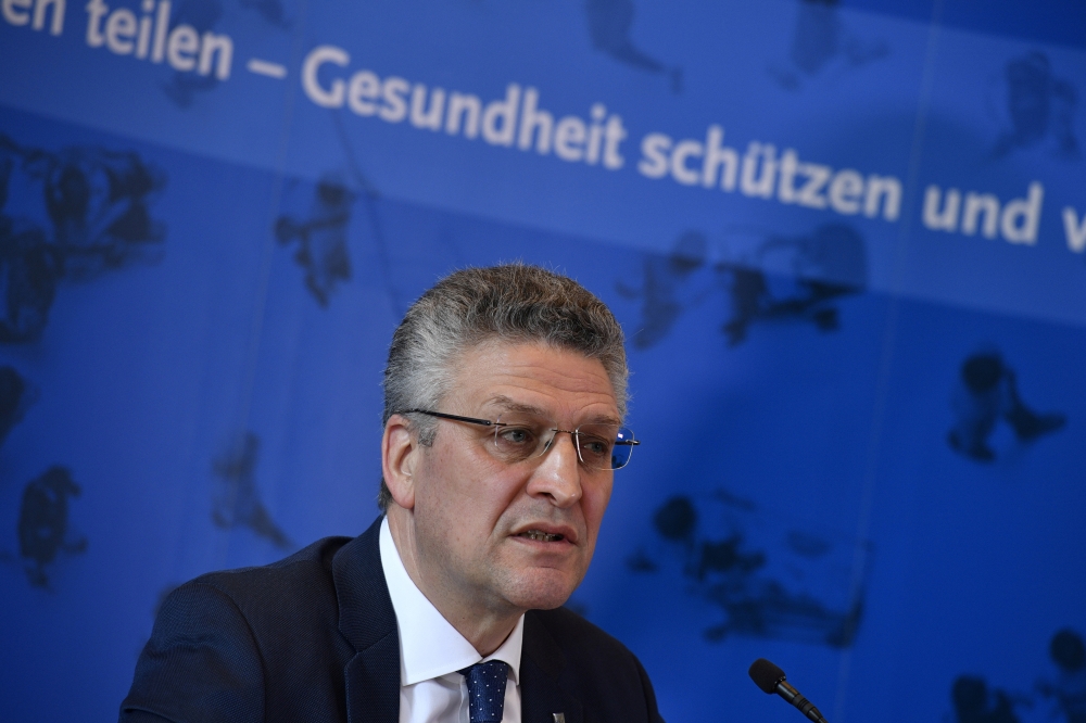 Professor Lothar H. Wieler, the President of the Robert Koch Institute speaks during a news conference regarding the spread of the new coronavirus disease (COVID-19) in the country, Berlin, Germany April 7, 2020. John Macdougall/Pool via Reuters 