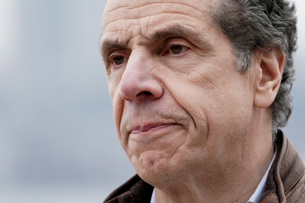FILE PHOTO: New York governor Andrew Cuomo speaks in the Manhattan borough of New York City, New York, U.S., March 30, 2020. REUTERS/Carlo Allegri/File Photo
