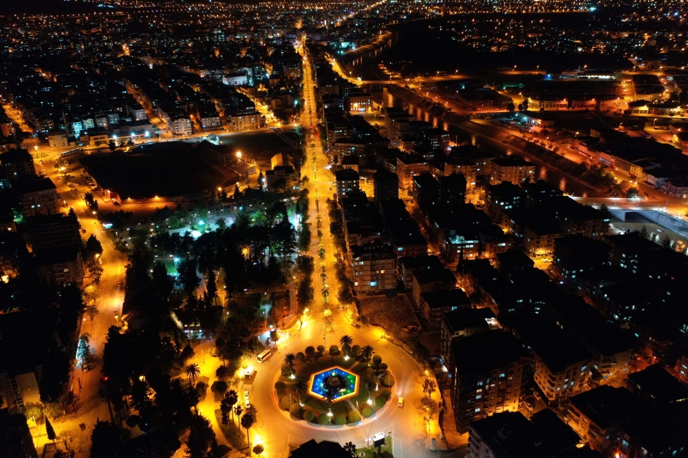 HATAY, TURKEY - APRIL 19: A drone photo shows empty Martyr Omer Halisdemir Square and Ataturk Street after restrictions re-imposed in 31 provinces for two days as part of measures to stem the spread of the coronavirus (COVID-19) in Hatay, Turkey on April 