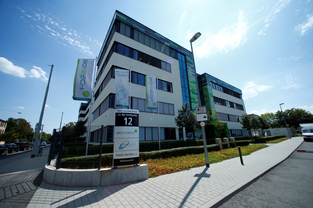 FILE PHOTO: The headquarters of biopharmaceutical company Biontech are seen in Mainz, Germany July 31, 2018. REUTERS/Ralph Orlowski - RC1EB5C44CE0/File Photo