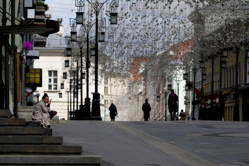 MOSCOW, RUSSIA - APRIL 30: Georgievsky Pereulok remains empty in Moscow, Russia on April 30, 2020. The total number of cases stands at 106,498 and fatalities have reached 1,073. (Sefa Karacan - Anadolu Agency )
