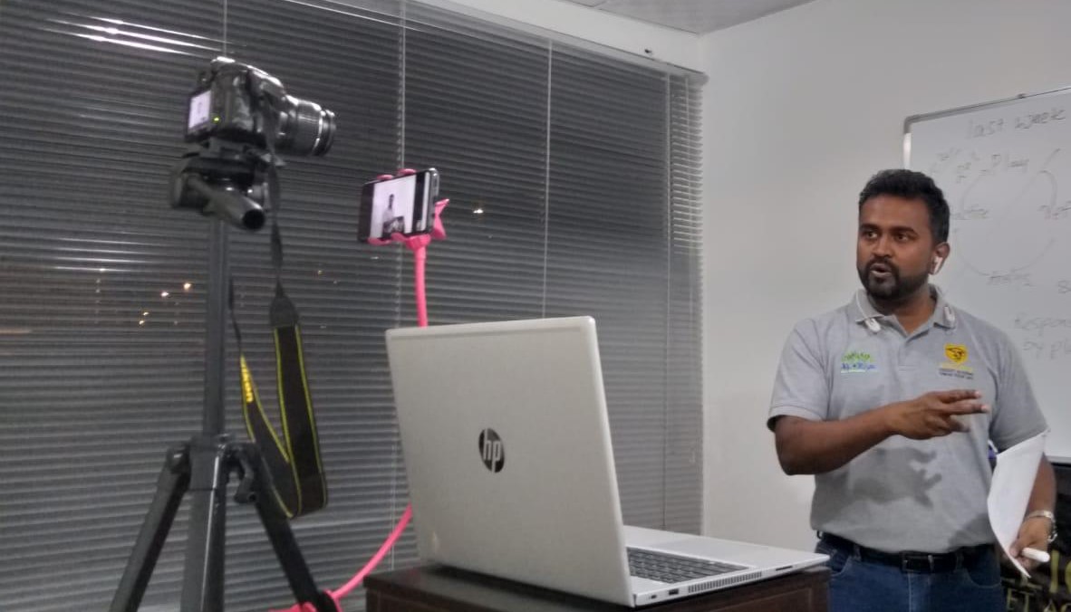 Ashan Perera, Stallions Cricket Academy coach during an online class session.