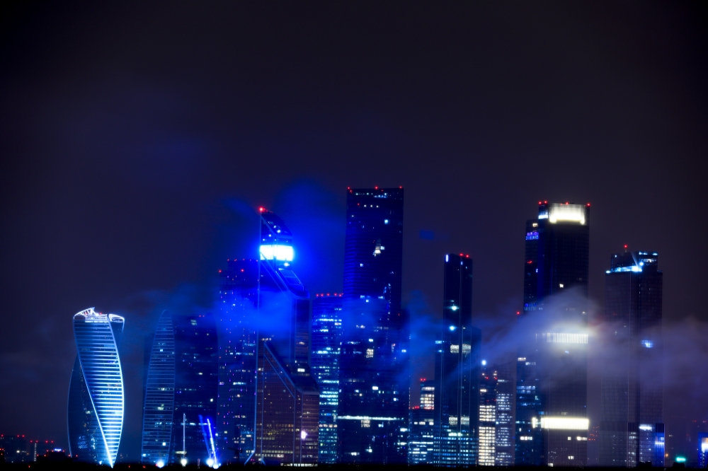 MOSCOW, RUSSIA - MAY 30: Parts of skyscrapers of the Moscow International Business Center are covered with fog after rainfall in Moscow, Russia on May 30, 2020. ( Sefa Karacan - Anadolu Agency )
