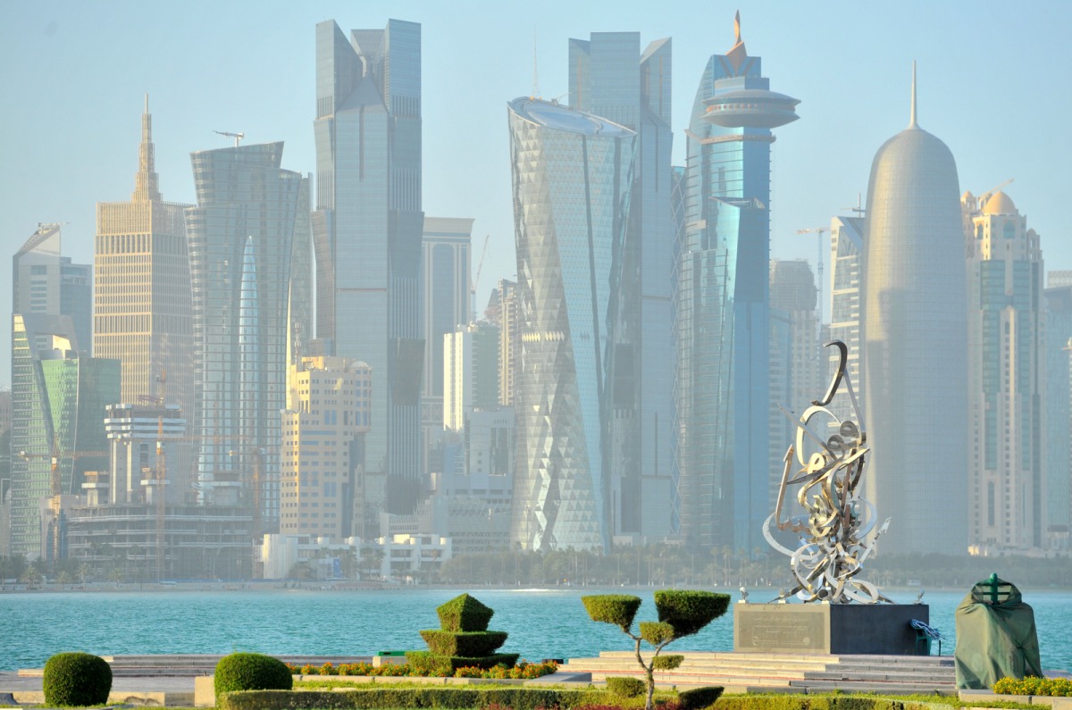 Arabic typography sculpture at Doha Cornich. pic: Baher Amin