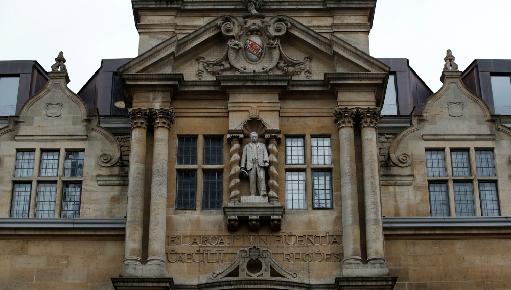 FILE PHOTO: A statue of Cecil Rhodes, a controversial historical figure, stands in Oxford, Britain, June 11, 2020. REUTERS/Andy Couldridge/File Photo
