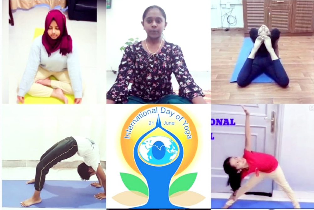 NIS students during an online yoga performance.