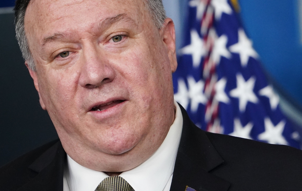 In this file photo taken on April 8, 2020, US Secretary of State Mike Pompeo speaks during the daily briefing on the novel coronavirus, COVID-19, in the Brady Briefing Room at the White House, in Washington, DC.  AFP / MANDEL NGAN