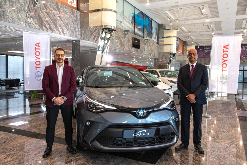 R K Murugan (right), Acting CEO, and Firas Mufti, Senior Marketing Manager, with the new Toyota C-HR.