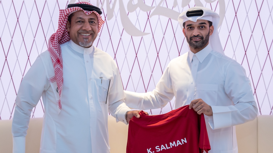 Qatar football legend Khalid Salman with Hassan Al Thawadi. Secretary General at Supreme Committee for Delivery & Legacy, in this file photo.
