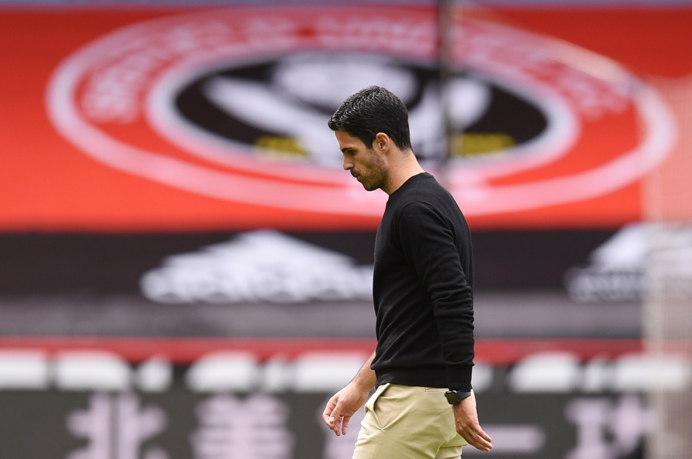 Arsenal manager Mikel Arteta walks off after the match, as play resumes behind closed doors following the outbreak of the coronavirus disease (COVID-19) Oli Scarff/Pool via REUTERS
