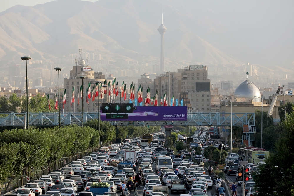 Heavy traffic is seen following the outbreak of the coronavirus disease (COVID-19), in Tehran, Iran, July 8, 2020. WANA (West Asia News Agency) Abdollah Heidari via REUTERS 