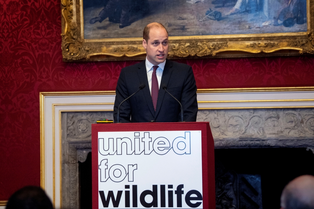 Britain's Prince William delivers a speech during a meeting of the United for Wildlife Taskforces in London, Britain January 21, 2020. Victoria Jones/Pool via REUTERS/File Photo
