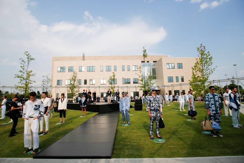 Models present creations from the Dolce & Gabbana Spring/Summer 2021 men's collection in a live-streamed show at the university campus of the Humanitas Research Foundation in one of the first physical fashion shows since the coronavirus disease (COVID-19)