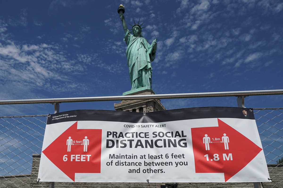 The Statue of Liberty is pictured as New York enters Phase 4 of reopening following the outbreak of the coronavirus disease (COVID-19) in New York City, New York, U.S., July 20, 2020. REUTERS/Carlo Allegri
