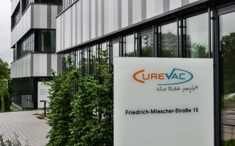 Headquarters of German Biotech company CureVac pictured in Tuebingen, on June 17, 2020. AFP / Sebastien SAUGUES
