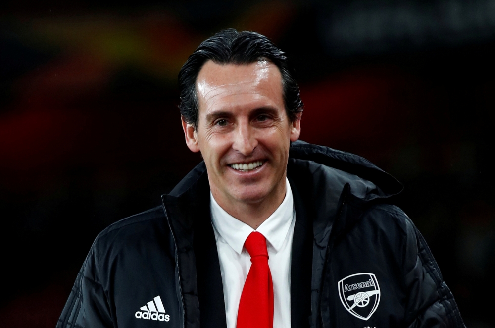 FILE PHOTO: Soccer Football - Europa League - Group F - Arsenal v Eintracht Frankfurt - Emirates Stadium, London, Britain - November 28, 2019 Arsenal manager Unai Emery reacts REUTERS/Eddie Keogh/File Photo