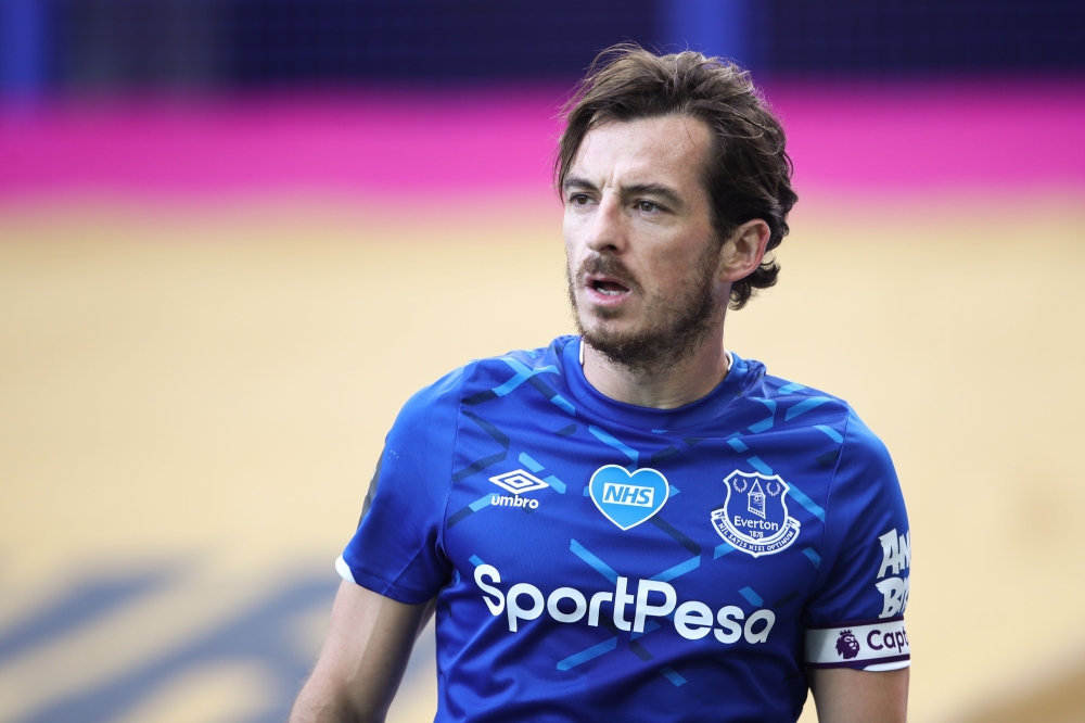 Everton's English defender Leighton Baines looks on during the English Premier League football match between Everton and Bournemouth at Goodison Park in Liverpool, north west England on July 26, 2020. RESTRICTED TO EDITORIAL USE. No use with unauthorized 