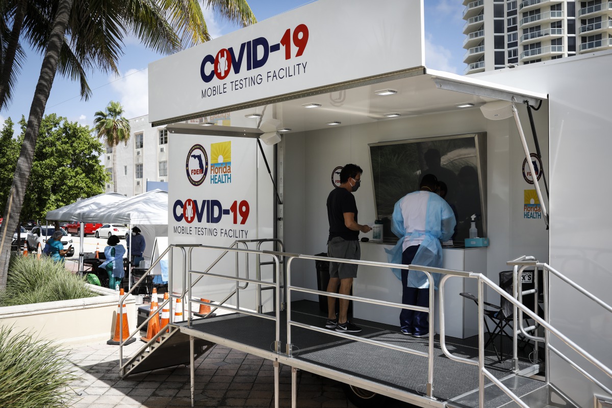 FLORIDA, USA - JULY 24: General view of a mobile COVID-19 testing facility, in Miami Beach, Florida, United States on July 24, 2020. ( MARCO BELLO - Anadolu Agency )