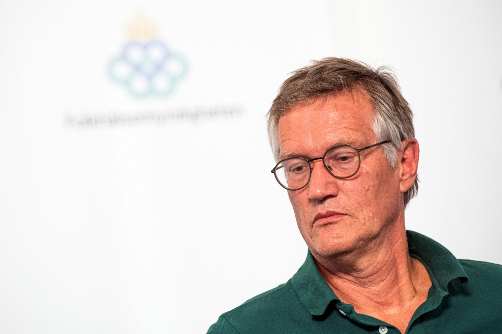 State Epidemiologist Anders Tegnell of the Swedish Public Health Agency attends a press conference to update on the COVID-19 coronavirus situation on July 28, 2020 in Solna near Stockholm, Sweden. / AFP / Jonathan NACKSTRAND
