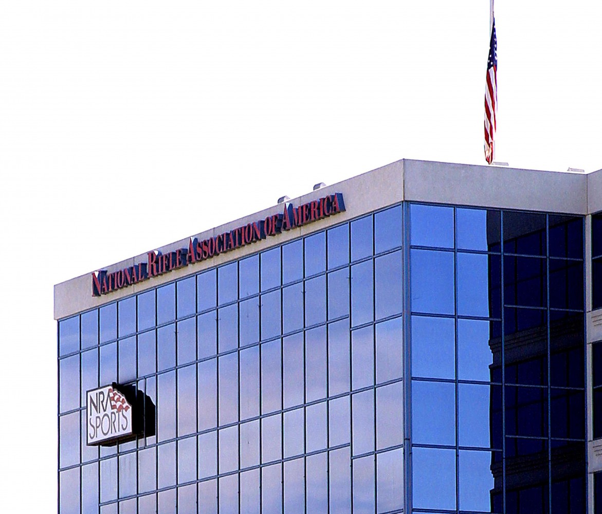 :(FILES) This file photo taken on April 05, 2005, shows the National Rifle Association (NRA) headquarters in Fairfax, Virginia. The state of New York announced on August 6, 2020, it was suing the National Rifle Association and its leader Wayne LaPierre fo
