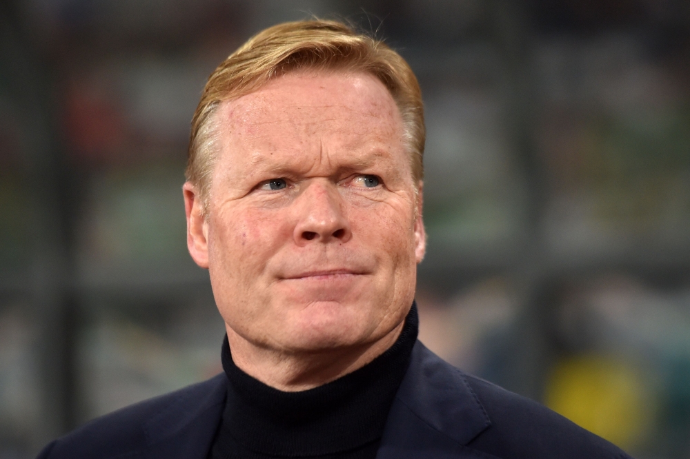 In this file photo taken on October 13, 2019 Netherlands' coach Ronald Koeman looks on prior to the Euro 2020 football qualification match between Belarus and the Netherlands in Minsk. 