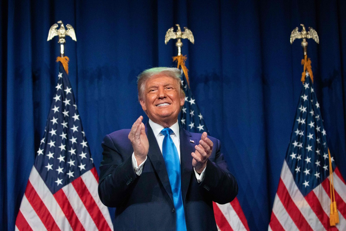 US President Donald Trump speaks during the first day of the Republican National Convention on August 24, 2020, in Charlotte, North Carolina. President Donald Trump went into battle for a second term Monday with his nomination at a Republican convention w