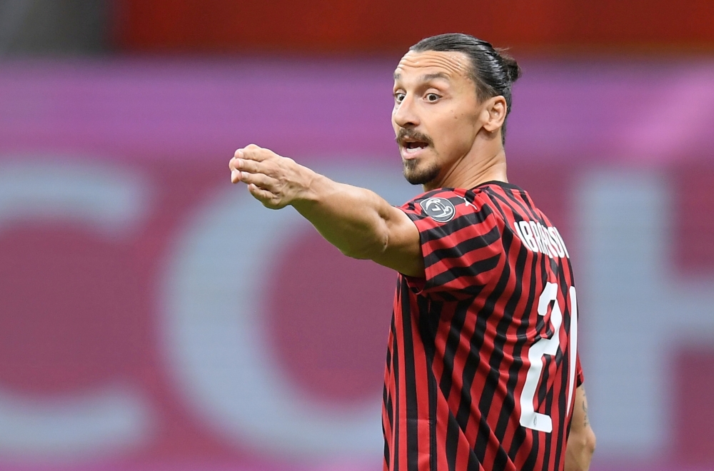 July 24, 2020 AC Milan's Zlatan Ibrahimovic reacts during the match, as play resumes behind closed doors following the outbreak of the coronavirus disease (COVID-19) REUTERS/Daniele Mascolo/File Photo
