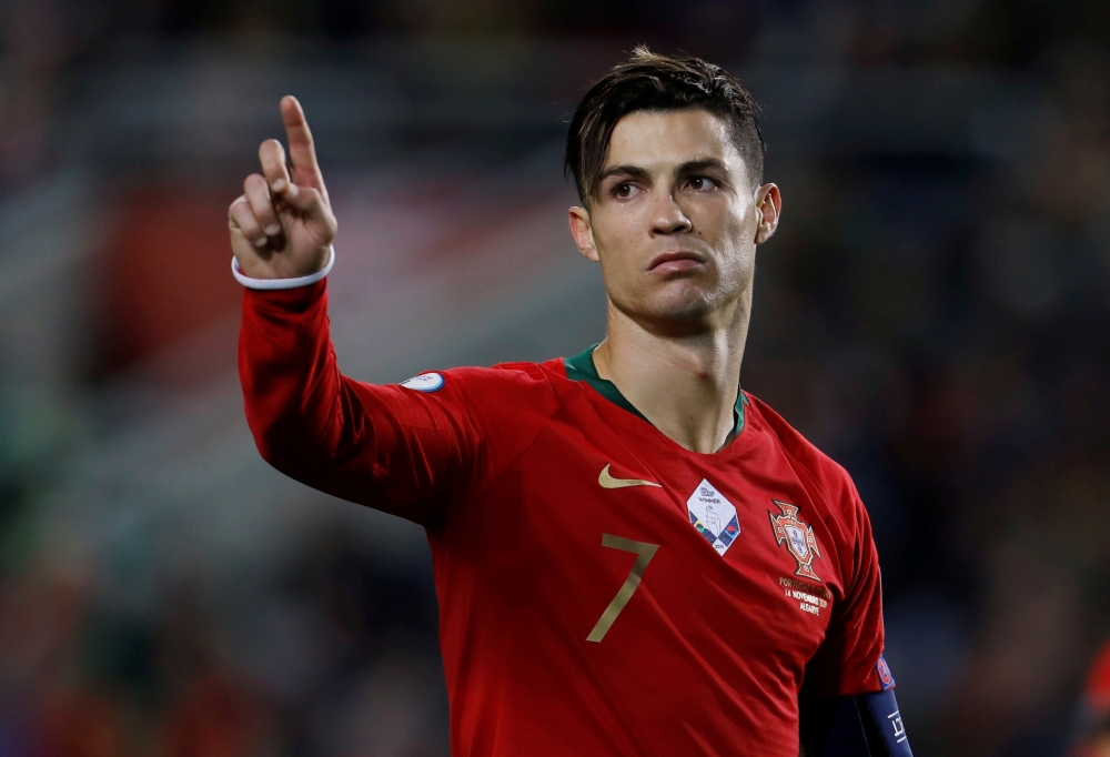 November 14, 2019 Portugal's Cristiano Ronaldo gestures REUTERS/Pedro Nunes/File Photo